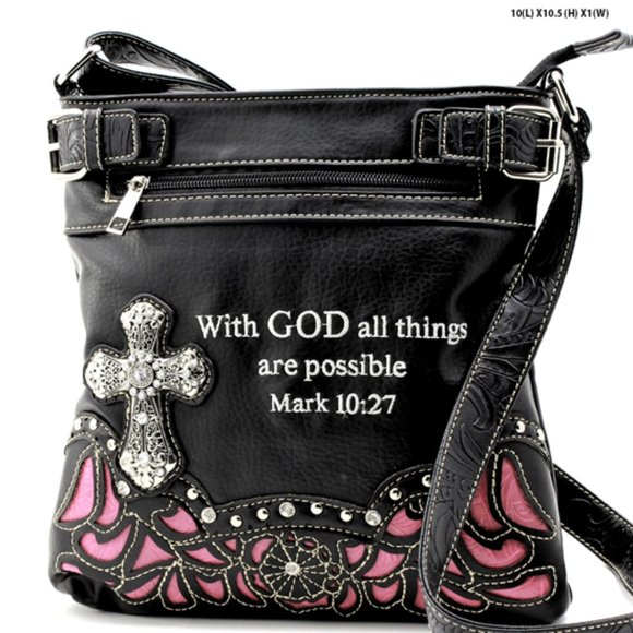 Bags New Western Style Conceal Carry Bible Verse Crossbody Bag And
